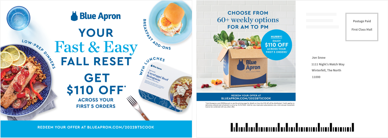 Image of meals on plates and promotional offer for fall
