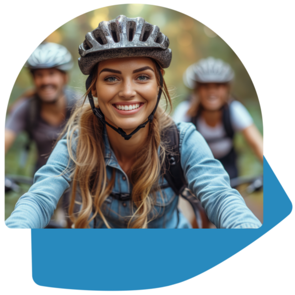 girl on bike with helmet